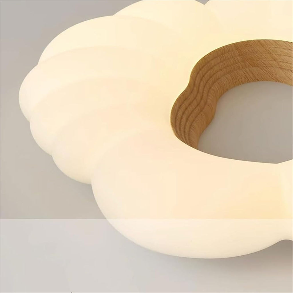 LED Semi Flush Mount Ceiling Light Fixture Cream Modern Close to Ceiling Lamp with White Cloud Shade Kids Room Living
