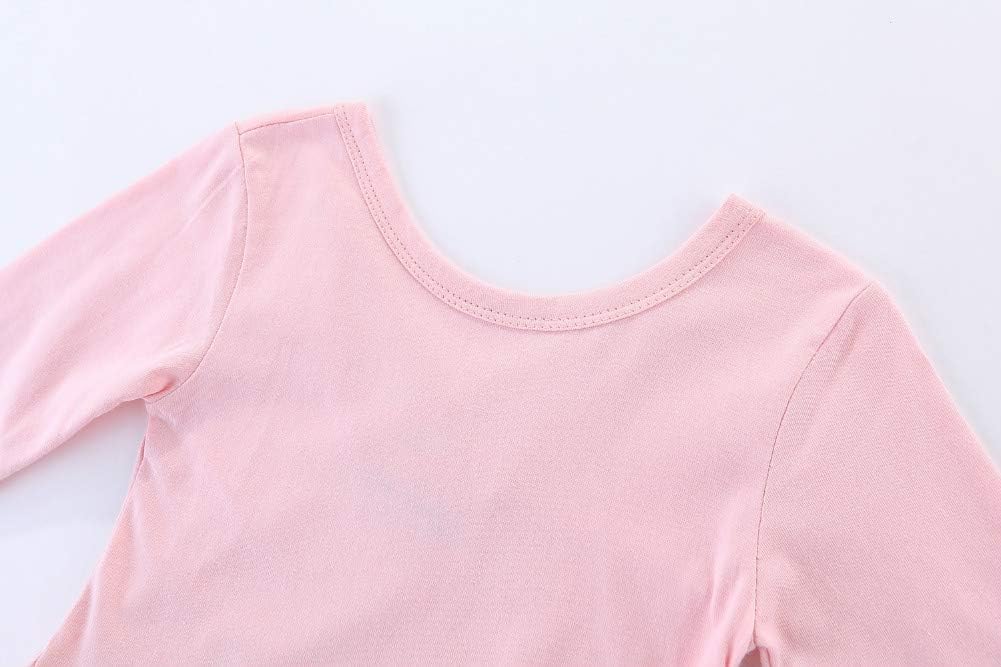 Long Sleeve Plain Swing Dress for Little Girls Backless Cotton