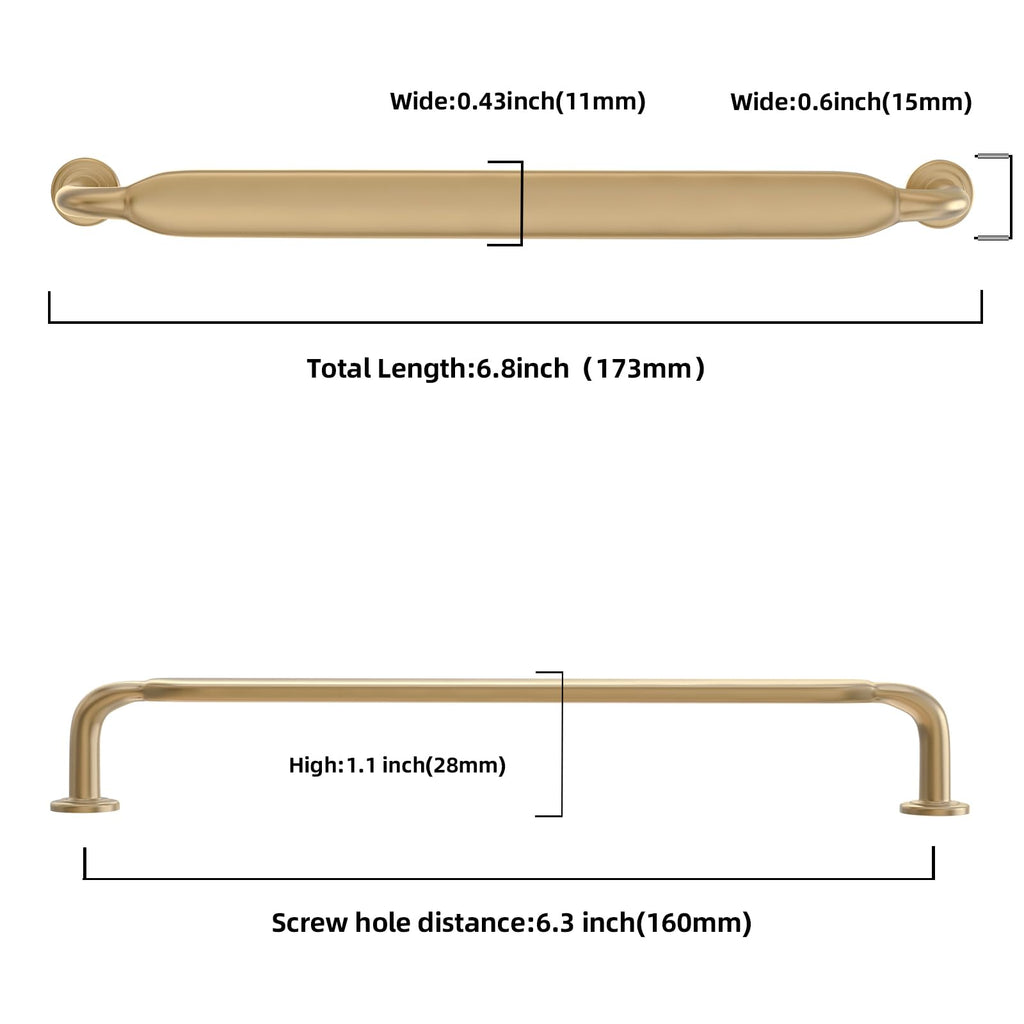 10 Pack 6-1/4 inch Champagne Bronze Kitchen Cabinet Handles