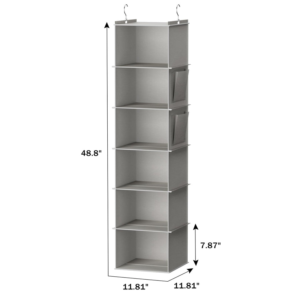 Hanging Closet Organizer and Storage, 6-Shelf, 2 Packs, Light Grey