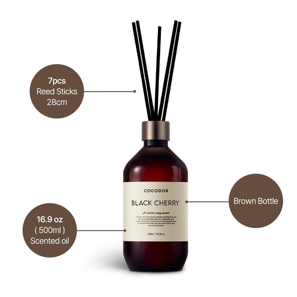 Premium Reed Diffuser/Cashmere Vanilla /16.9oz /1 Pack/Large Capacity Fragrance Scent Oil Stick Diffuser Set Bathroom