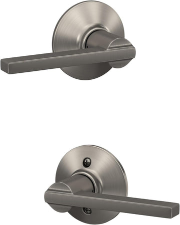 F10 LAT 619 Latitude Door Lever, Hall & Closet Passage Lock, Satin Nickel