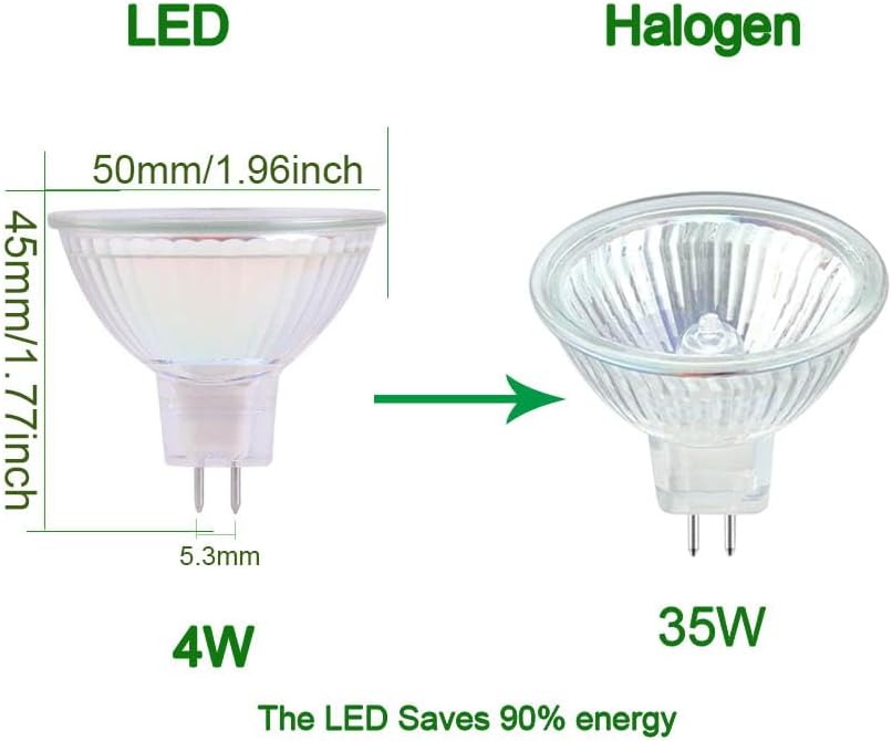 MR16 Led Light Bulbs AC/DC12V Non-dimmable GU5.3 4W led Spotlights 3000K Warm White 300LM 35W Halogen Bulbs