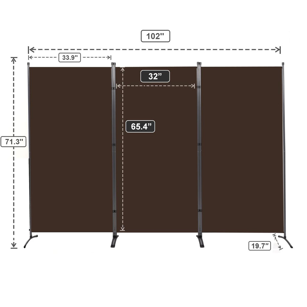 3 Panel Folding Room Divider, Sturdy Frame Freestanding Wall Divider