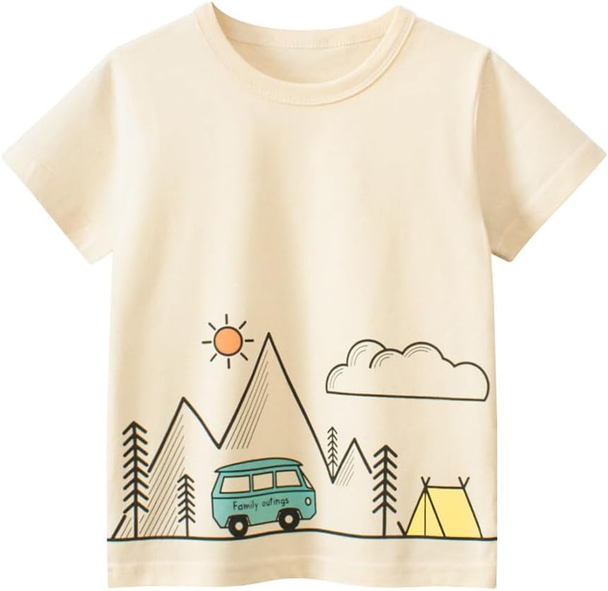 Boys' Pack Excavator Short Sleeve Crewneck T-Shirts Top Tee Toddler Boys' Value Pack Cotton T-Shirt