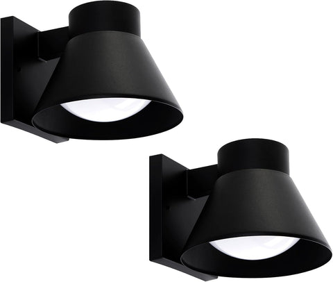 2 Pack LED Outdoor Wall Light Fixtures, Black Front Porch Lights Wall Mount Lighting
