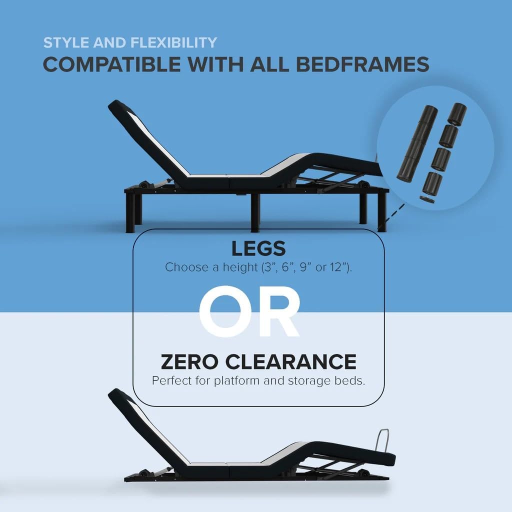 Z4 Full Size Adjustable Bed Frame for Storage Beds with Massage Anti-Snore, Zero G, USB Charging Station, Wireless