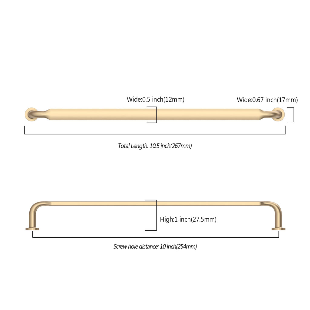 2 Pack 10 inch Brushed Brass Kitchen Cabinet Handles