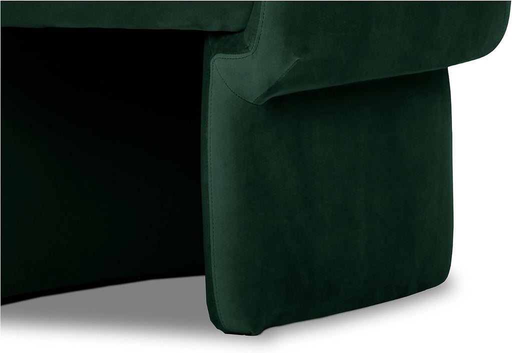 Sylvie Accent Chair, Art Deco Curved Design, Recycled Polyester Upholstery, Dark Indigo