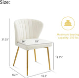 Velvet Dining Chairs Set of 4, Modern Upholstered Dining Room Chairs with Gold Metal Legs, White