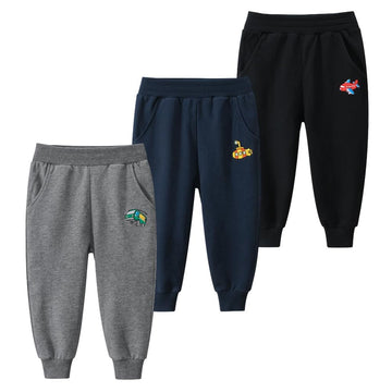 Toddler Boys Cotton Pants Kids Embroidery Joggers Sweatpants
