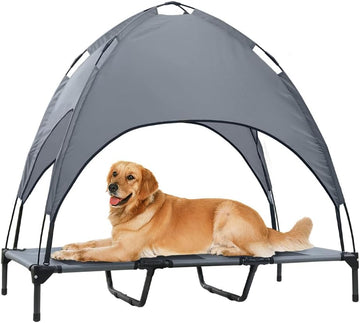 Elevated Dog Bed with Canopy, 48-inch Waterproof Pet Cot, Portable Outdoor Pet Bed with Carry Bag, Indoor/Outdoor