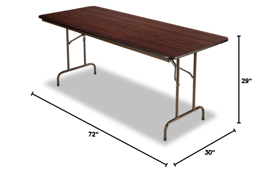 Wood Folding Table, Rectangular, 72" W x 30" D x 29" H, Mahogany
