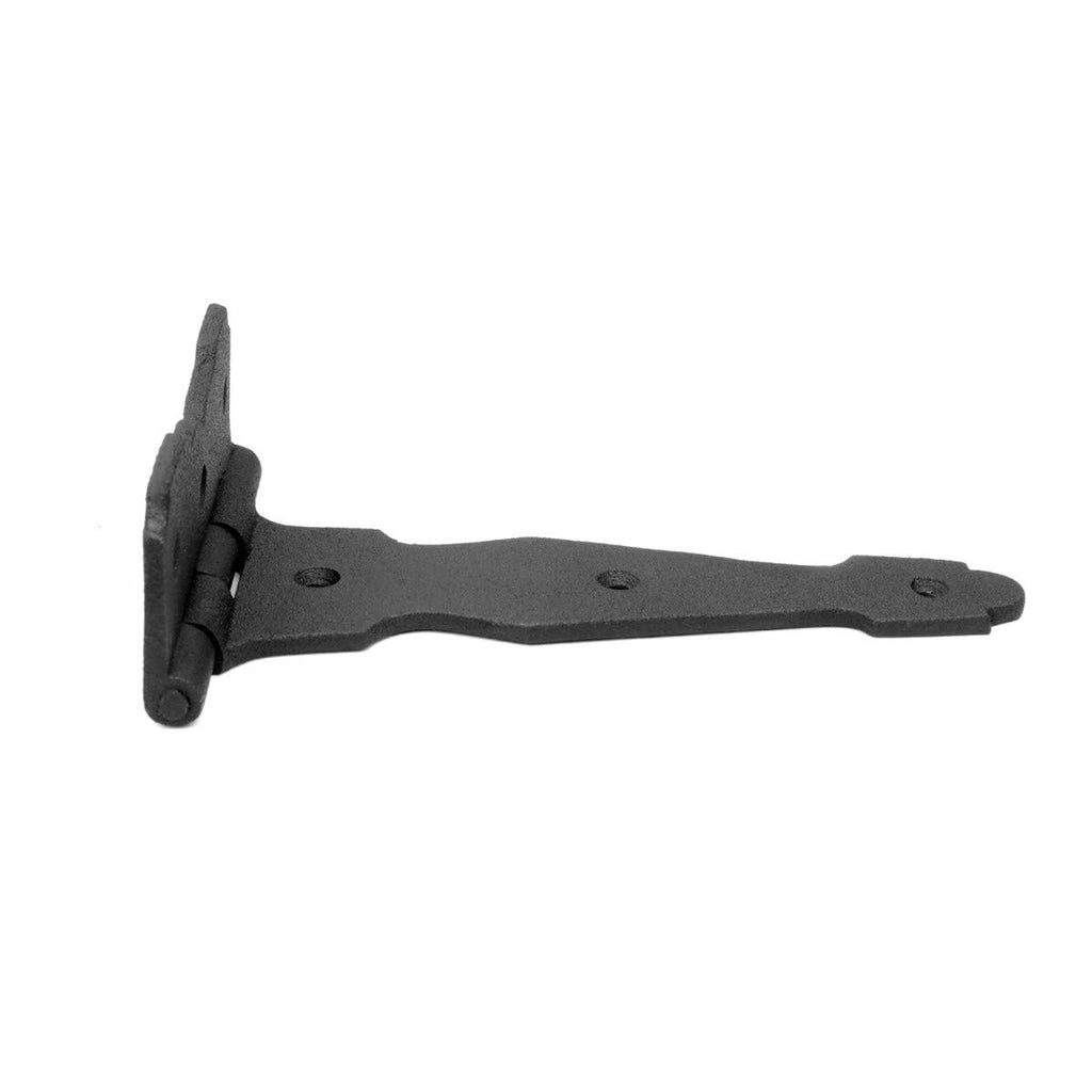 T Strap Gate Hinges with Hardware 6 1/2 in. Black Rust Resistant Cast Iron Flush Mount Heavy Duty Gate Hinges