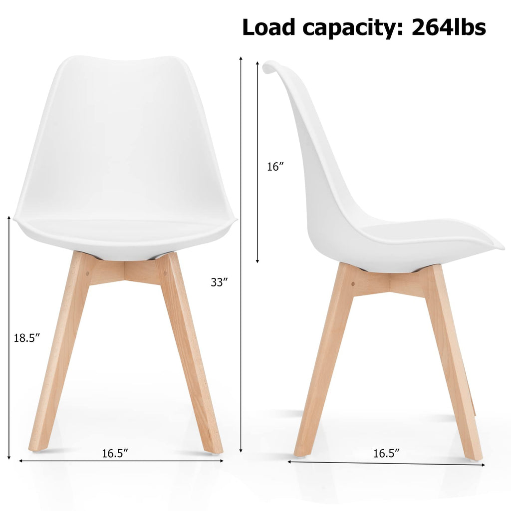 Set of 4 Modern Dining Chairs, High Backrest Kitchen Chairs, Elegant Mid Century Side Chairs w/Padded Seat, Solid