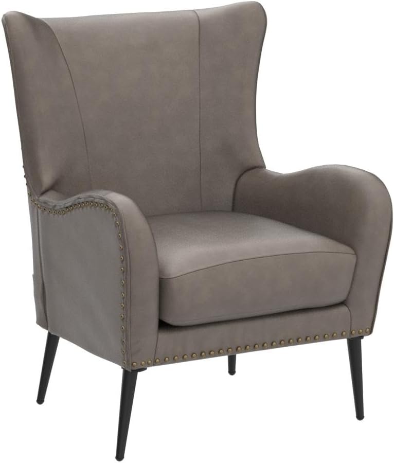 Faux Leather Accent Chair, Grey