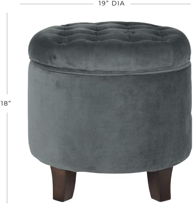Home Decor | Upholstered Round Velvet Tufted Foot Rest Ottoman | Ottoman with Storage | Decorative Home Furniture