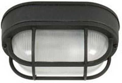 Bulkhead Outdoor Marine Flush Mount Ceiling Lighting, 1-Light 60 Watt (5" W x 9" H), Matte Black