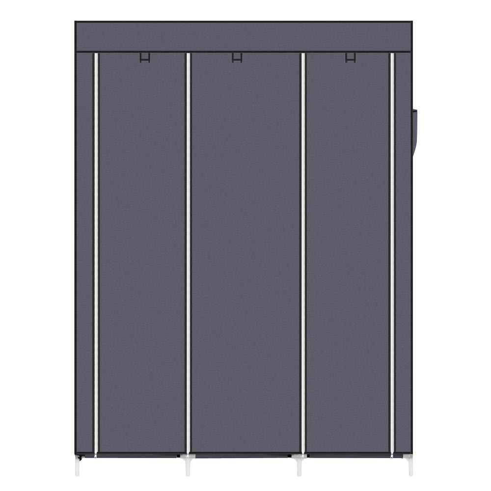 Portable Closets Freestanding Closet Organizer Clothes Wardrobe Garment Rack Dustproof Non-Woven Cover with Storage