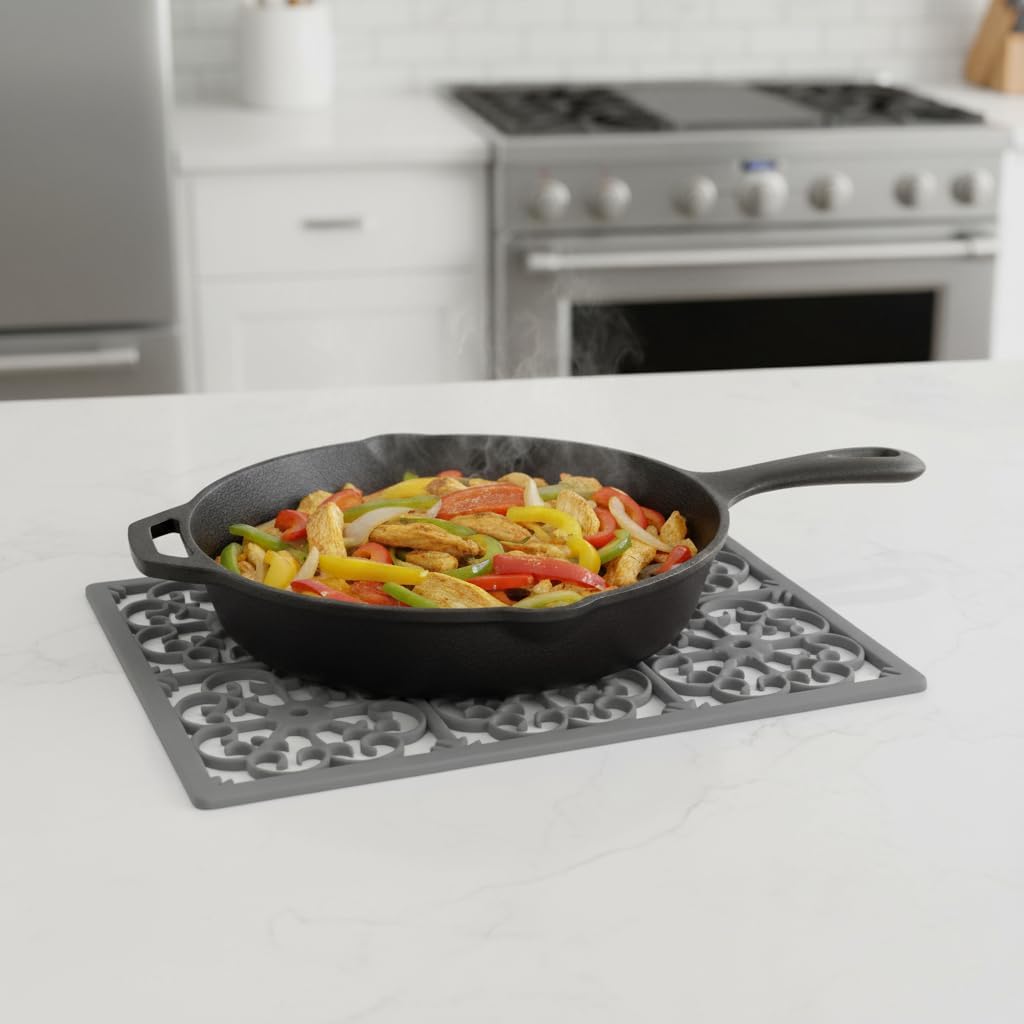 Extra Large, Thick, Silicone Trivet for Hot Dishes, Pots, and Pans, Heat Resistant Mat for Countertop, Hot Pad, Easy