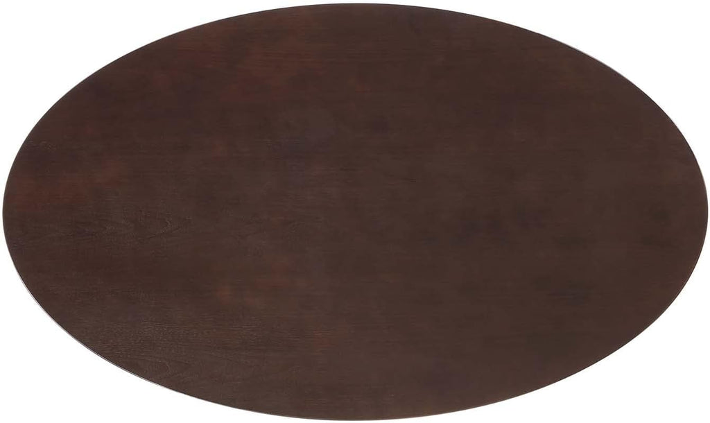 Inspired Tulip Style Oval Pedestal Dining Table — White Cherry Walnut, 60″ Oval