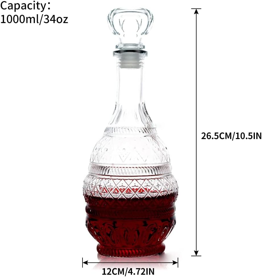 Liquor Decanter, Glass Spirits Decanter with Airtight Stopper, Whiskey Vodka Bourbon Decanter Bottle for Gift, Home