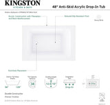VTPN483219T 48-Inch Acrylic Drop-In Tub, Glossy White