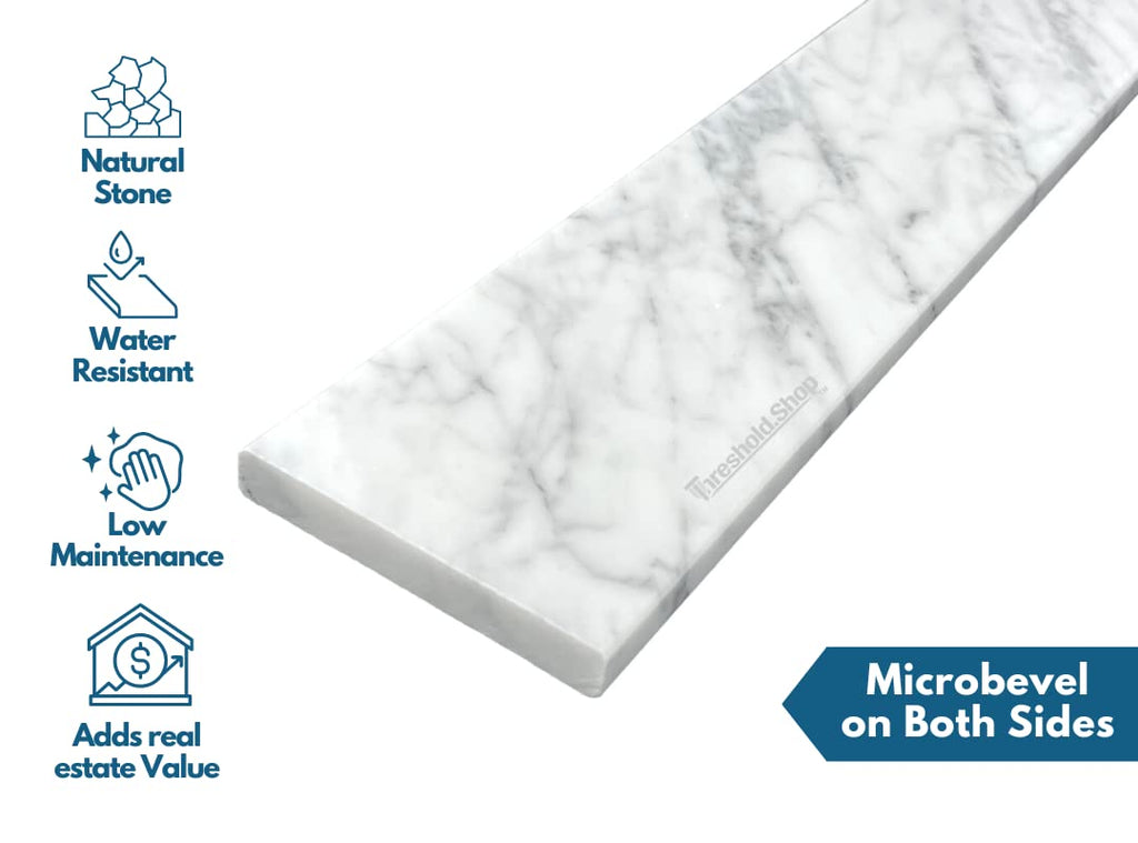Custom Italian Carrara Marble Shower Curb, Backsplash & Sill