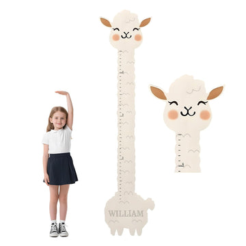 Personalized Wooden Llama Growth Chart Ruler,Custom Name Kids Height Measurement Wall Sticker,Kids Growth Chart Ruler