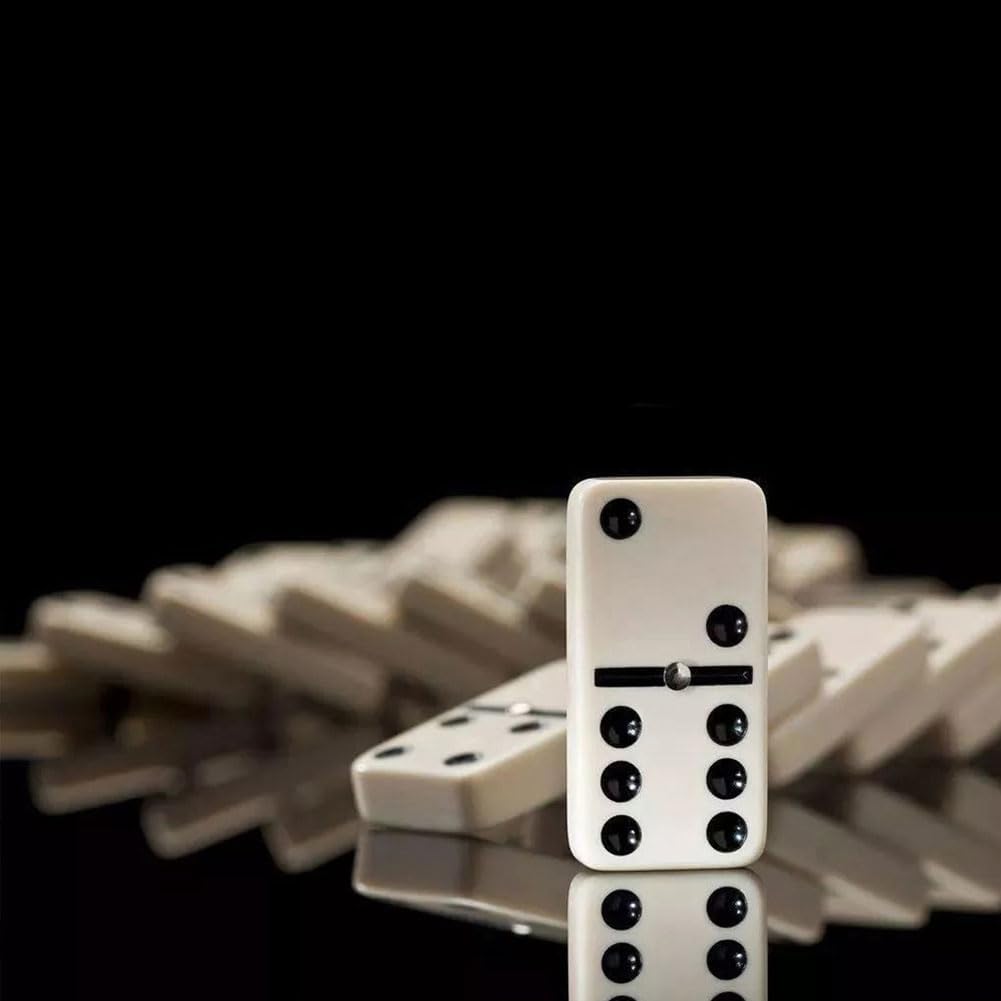 Dominos Set for Adults with Wood Box - Tile Dot Dominoes Games Set ,Classic Dominoes Set, 28 Tiles, Natural Wood - Set of 28