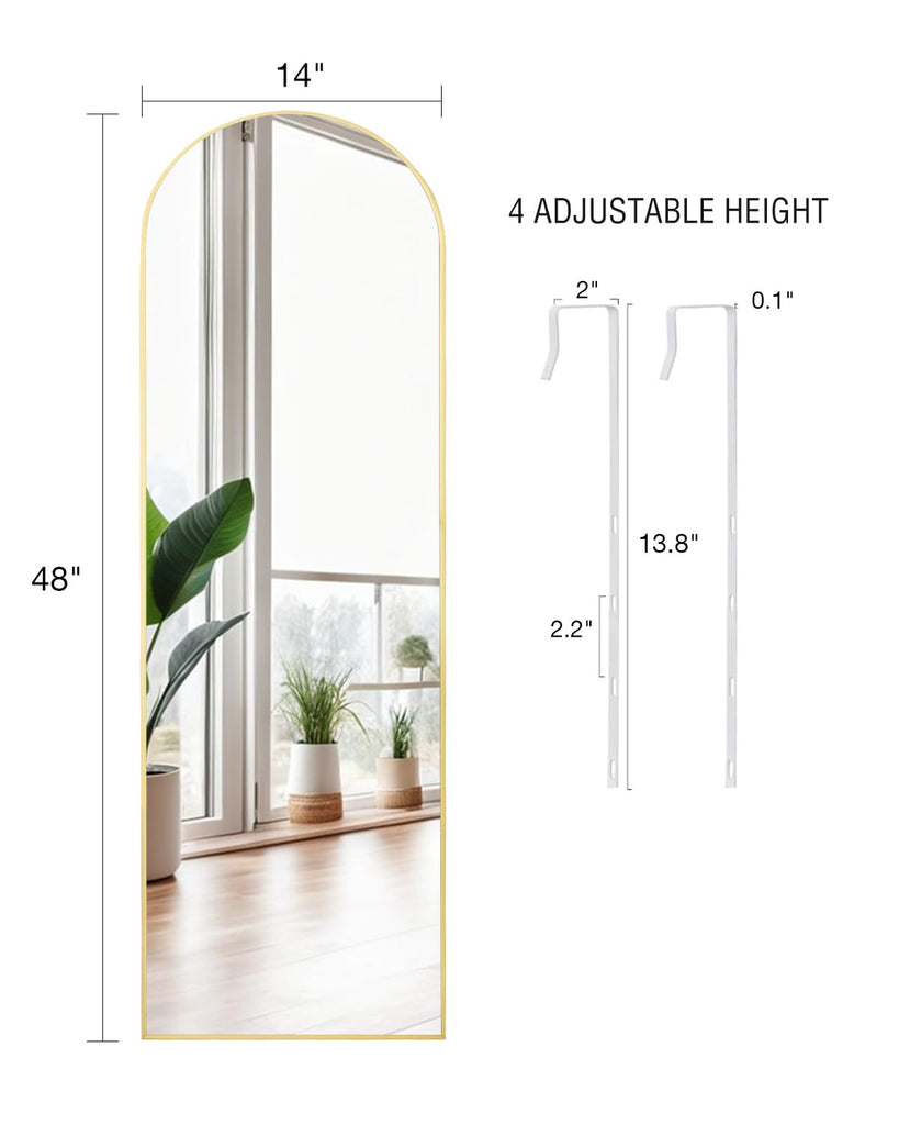 Full Length Over The Door Mirror, 48"x14" Bathroom Gold Mirror, Long Mirror Living Room