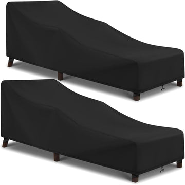 Patio Chaise Lounge Cover Waterproof 2 Pack, 80" x 30" x 26" H,Black | Lounge Chair Covers for Outdoor Pool Lounger
