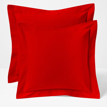 2 Pack Euro Pillow Shams 26x26 - 600 Thread Count 100% Organic Cotton Red Square Pillow Covers with 2 Inch Flange