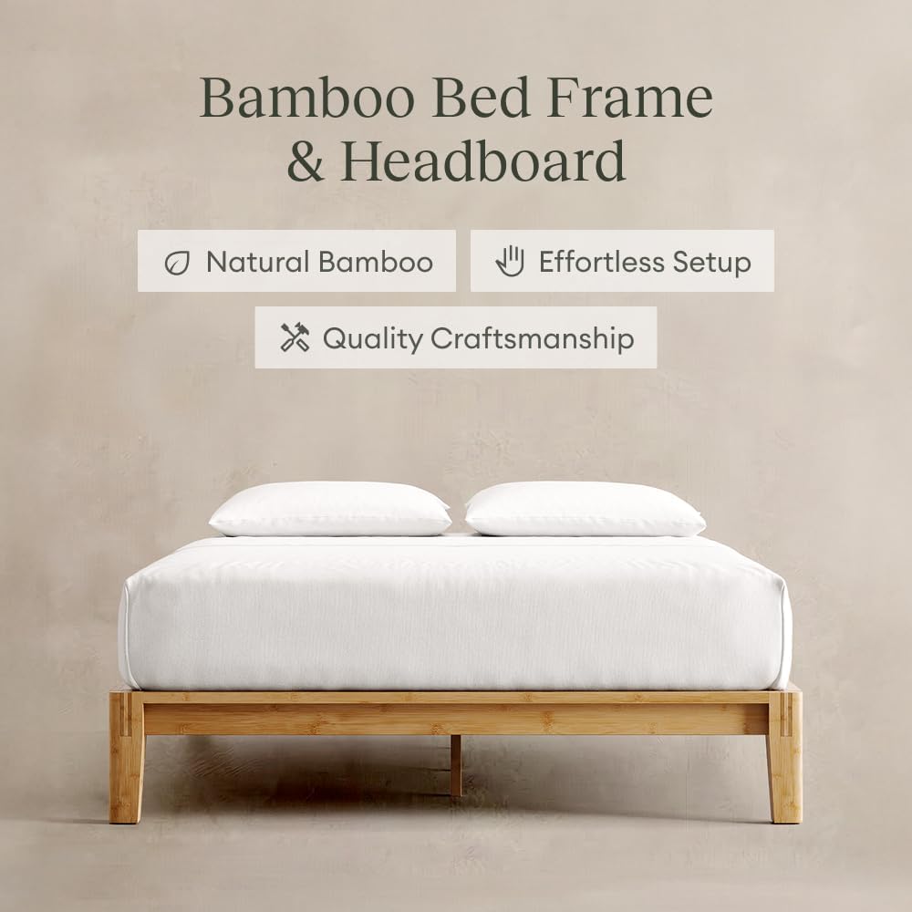 Bamboo Japanese Joinery Bamboo Platform Bed Frame, Twin, Natural