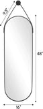 Full Length Mirror, Oval Wall Mounted Mirror, 48"x16" Door Mirrors Full Length with Hanging Leather Strap with