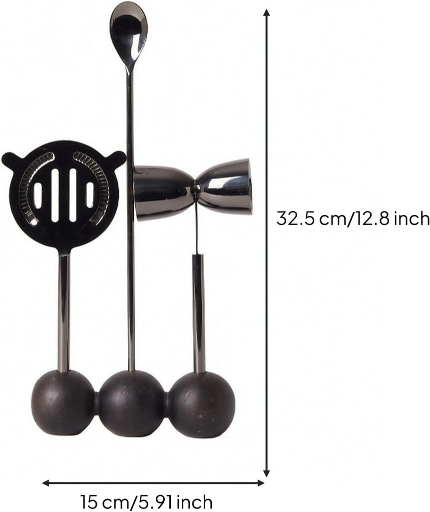Industrial Barware Bar Tool Holder Organizer Rack Stand Stainless Steel Freestanding Design with Stable Round Base - Set of 4
