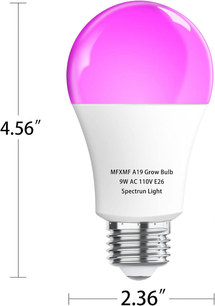 6 Pack LED Indoor Plant Grow Light Bulb A19 Bulb, Full Spectrum Plant Light Bulb, 9W E26 Grow Bulb Replace up to