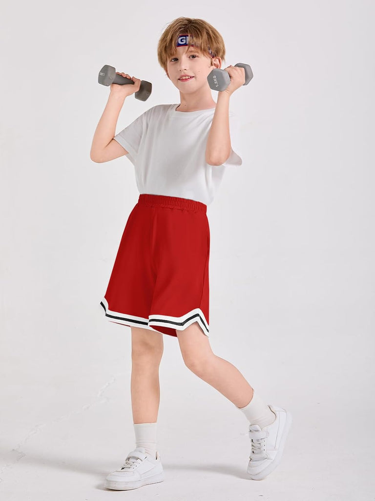 Boys Athletic Shorts Kids Youth Quick Dry Elastic Performance Basketball Shorts with Pockets
