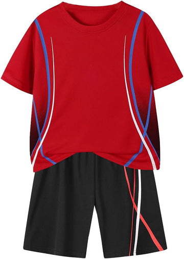 Boys Quick Dry Athletic Short-Sleeve T- Shirt and Active Mesh Shorts Set