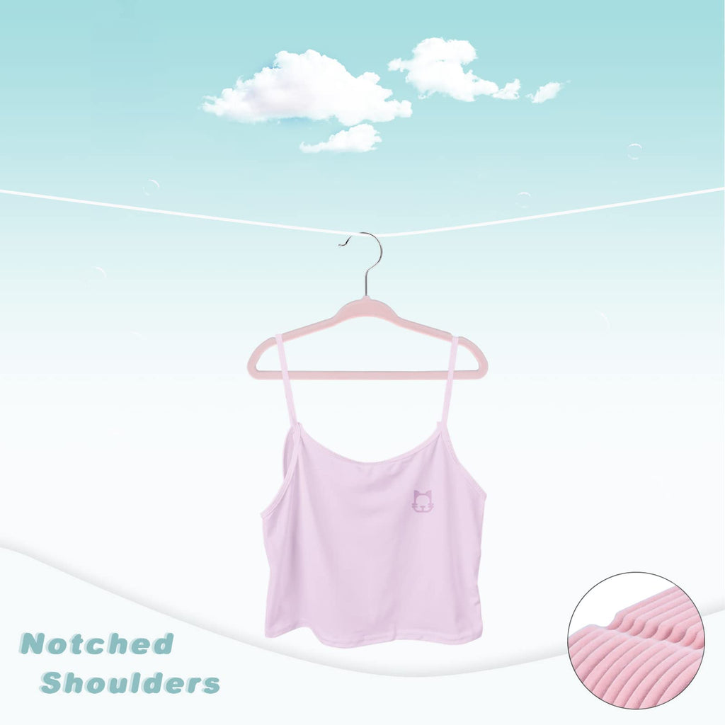 50 Pack Kids Velvet Hangers 14 Inches Children's Clothes Hangers Non-Slip Baby Hangers for Infant/Toddler (Blush Pink)