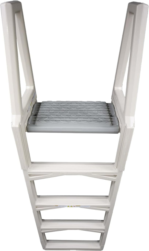 Plastics 635-52X Sturdy Above Ground in-Pool Swimming Pool Ladder for Decks Adjustable from 46"-56"