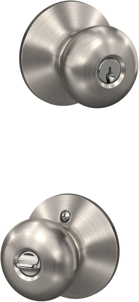 Plymouth Keyed Entry Door Knob, Interior/Exterior, Satin Nickel