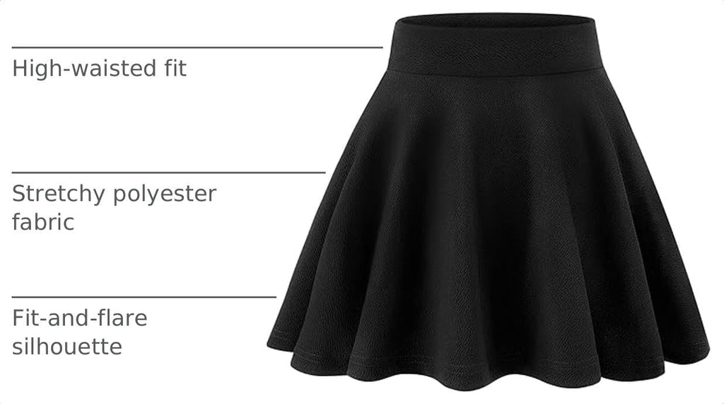 Girls Casual Mini High Waist Flared Pleated Skater Uniform Skirts
