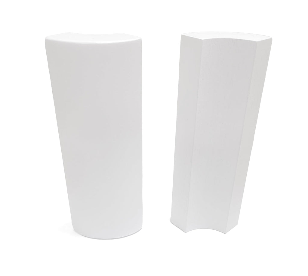 5.5" x 5/8" Rounded Outside Bullnose Corner Baseboard Molding and Trim Block. Pine. Primed White. Fits Standard 3/4"