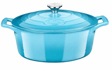 Enameled Cast Iron Oval Dutch Oven Casserole Pot with Lid 5 QT Internal Matte Black Enamel Coating for bread baking
