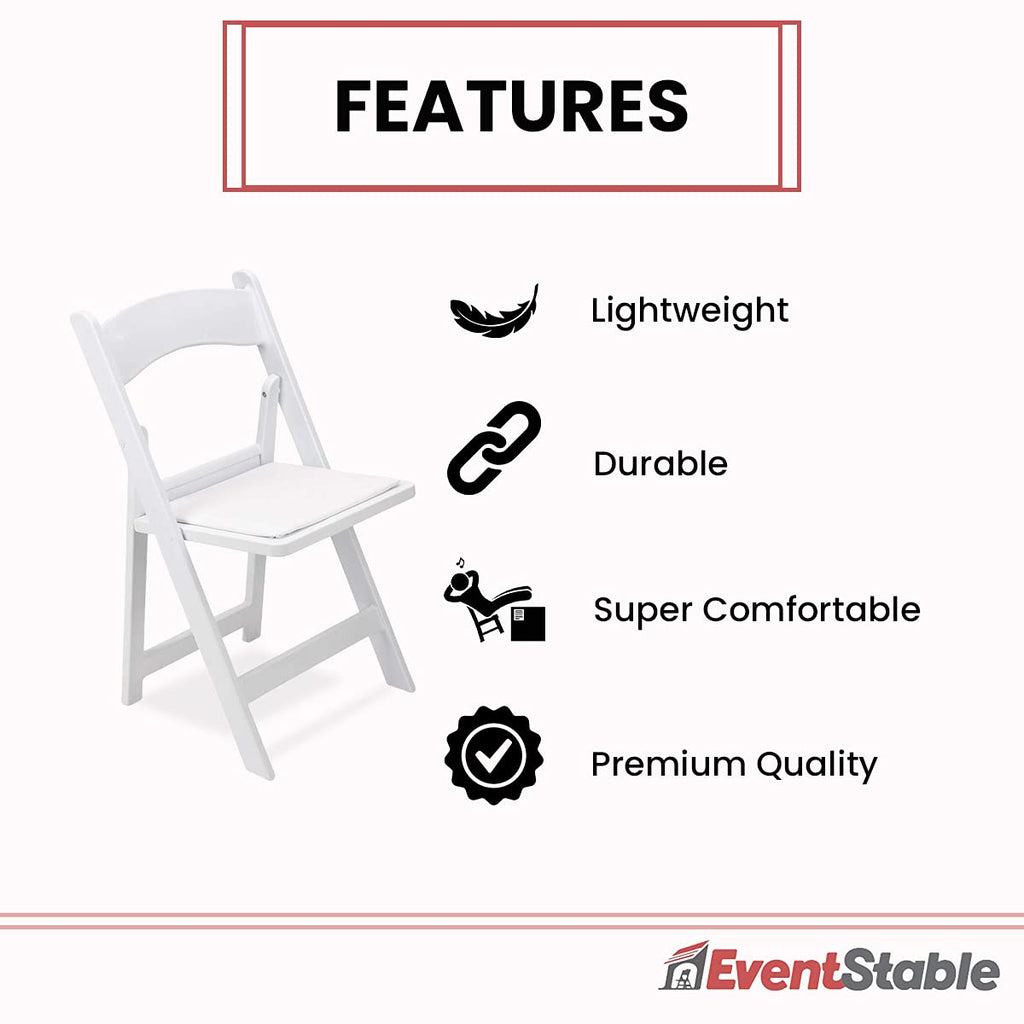 Titan PRO Resin Folding Chair, White, 50-Pack