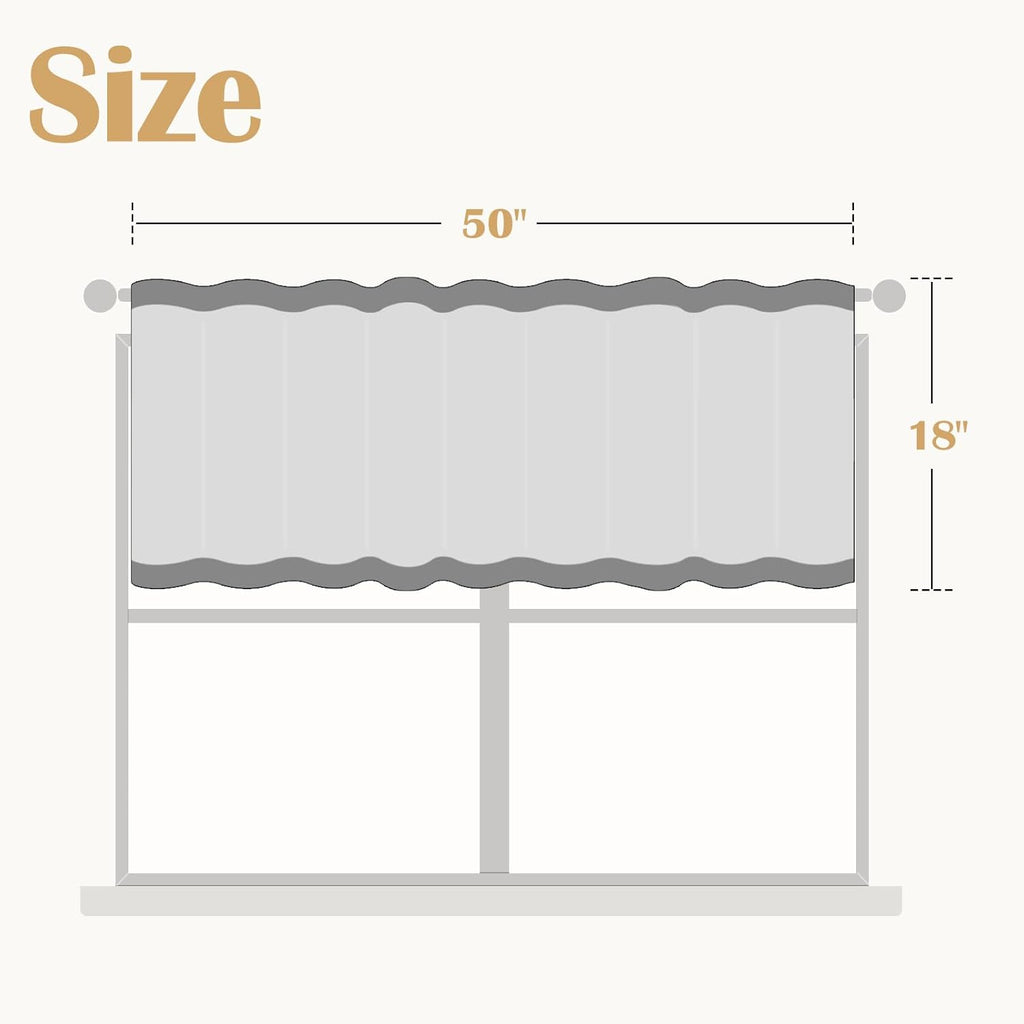 Ruffled Valance Curtain Linen Kitchen Window Valance for Living Room Bedroom 18 Inch Farmhouse Cottage Shabbychic