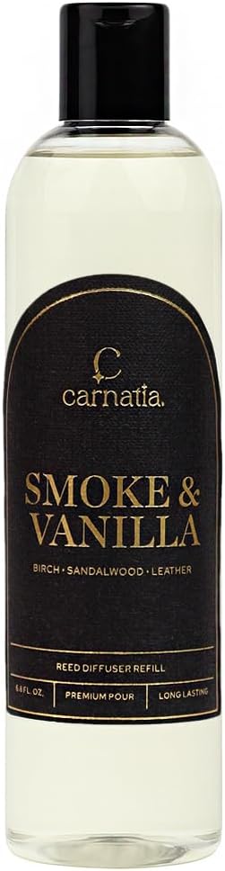 Smoke & Vanilla Reed Diffuser Refill Oil - Fragrance - Long-Lasting Scented Oil, 6.8 oz - Set of 68