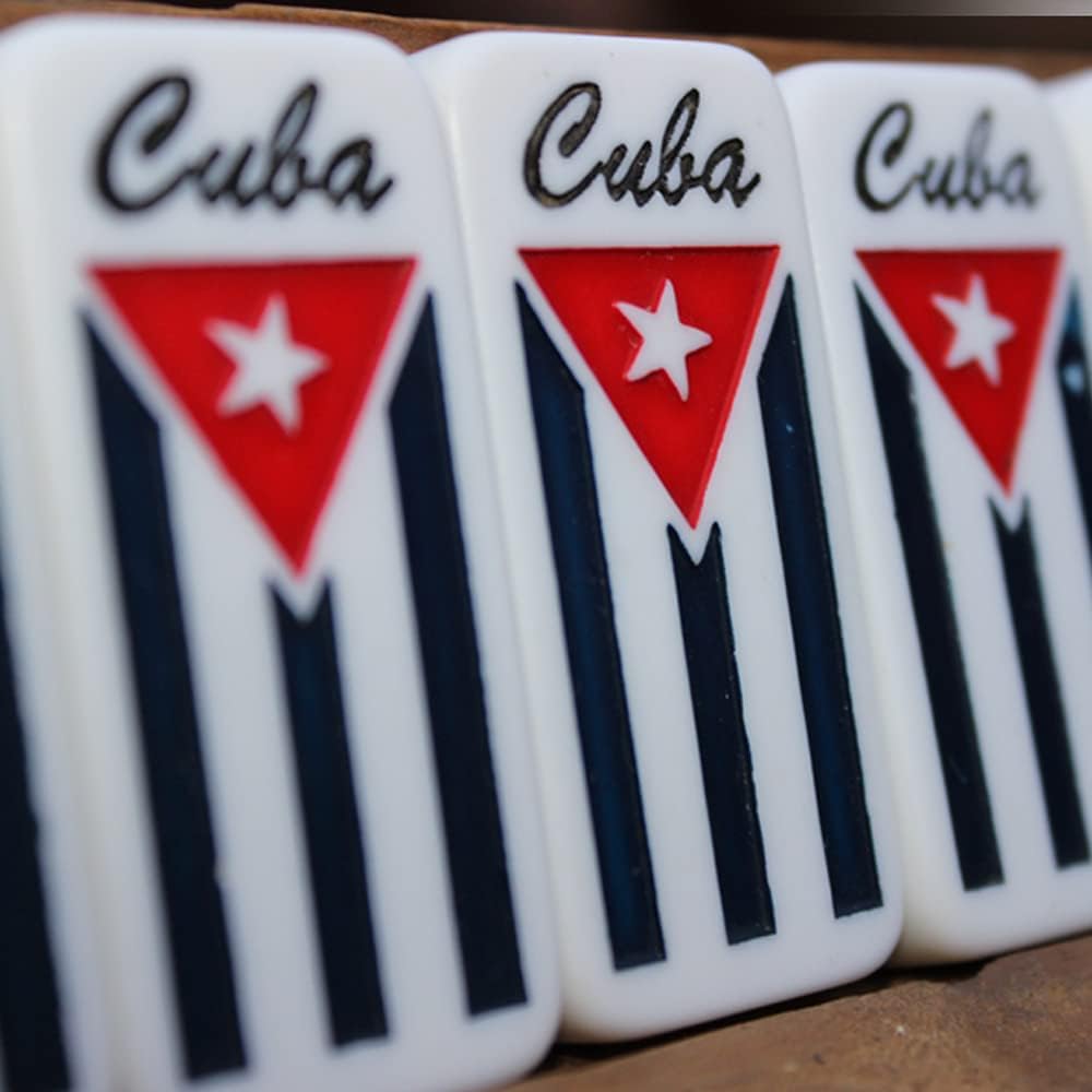Cuban Flag Double Nines Dominoes Set - 2-10 Players - Wooden Box with 55 Dominos - Set of 55