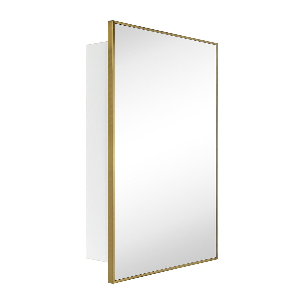 20'' x 30'' Brushed Gold Recessed and Surface Mount Bathroom Medicine Cabinet with Mirror Brushed Gold Square
